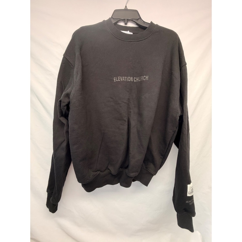 Elevation Church Unisex Black Graphic Crewneck Sweatshirt Small Cotton Portugal